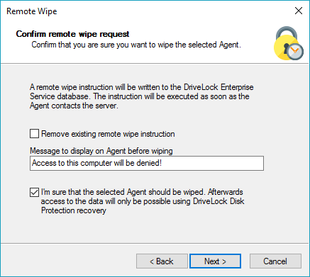 Remote wipe