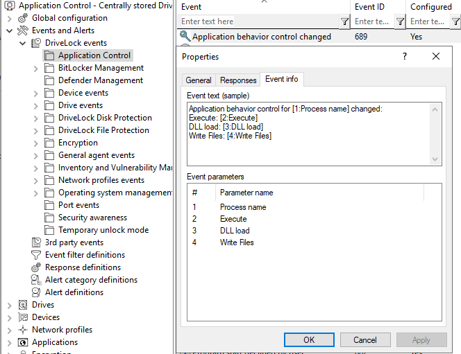 Application Control events